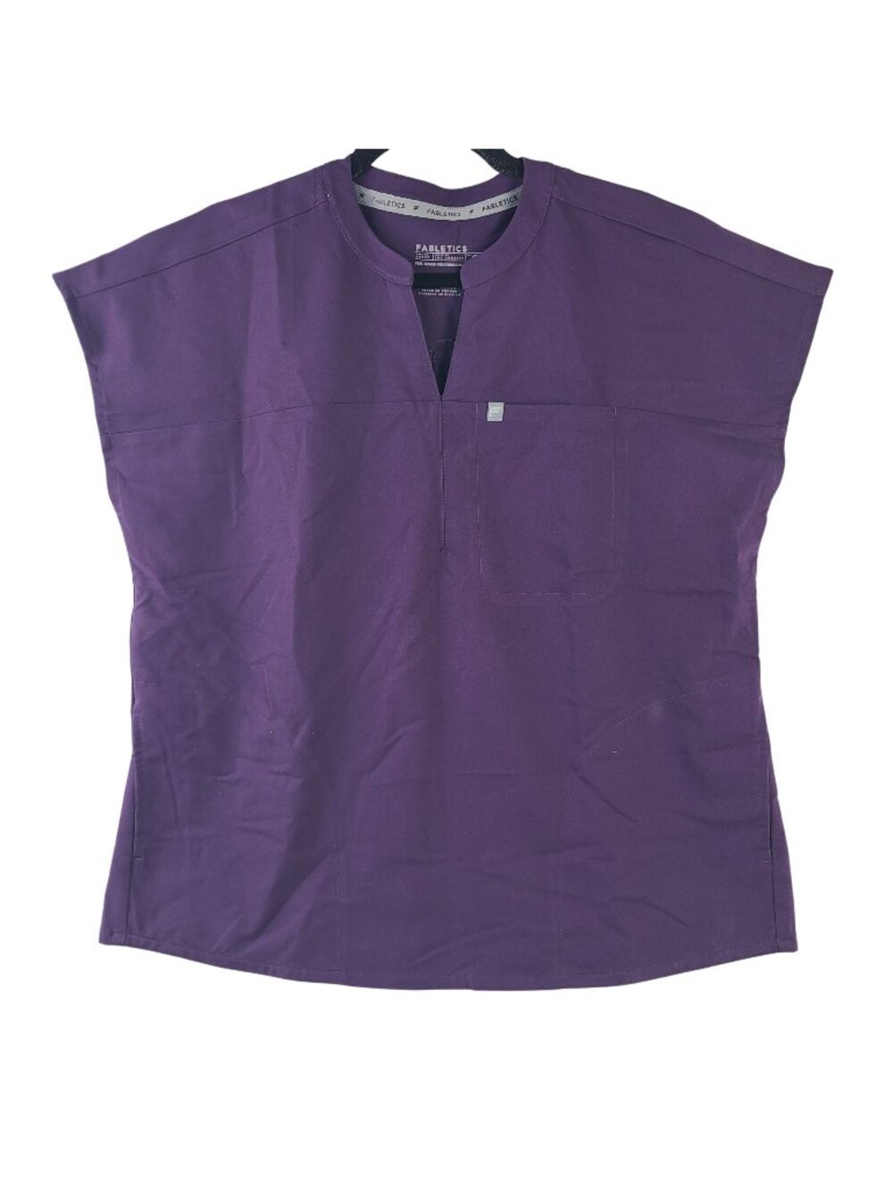 NEW Fabletics Women's Purple Performance Scrub Top M Short Sleeve V-Neck